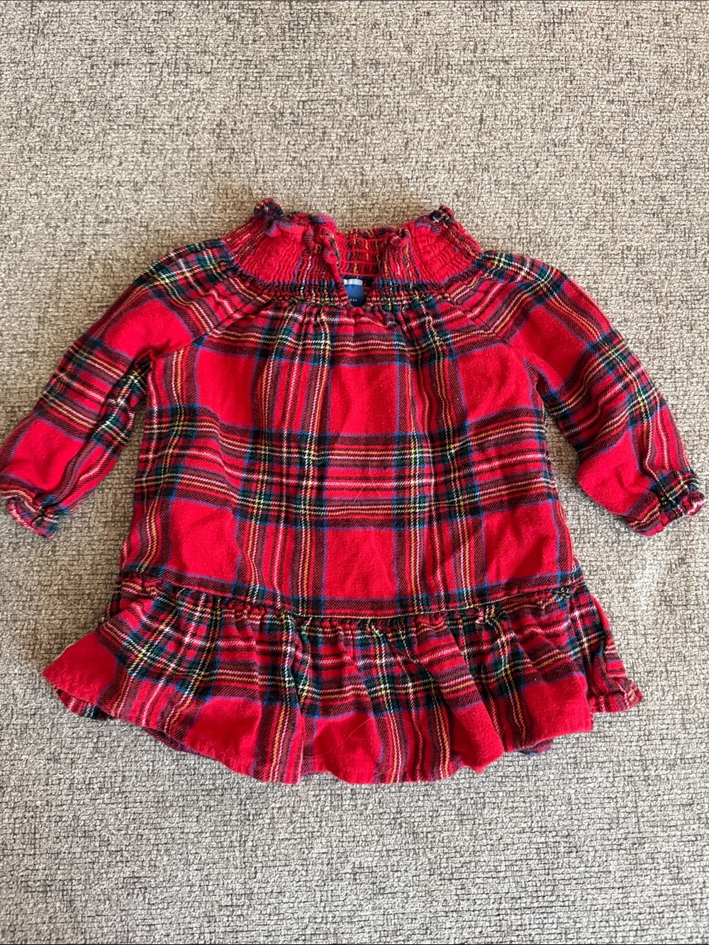 Old Navy Red Plaid Ruffle-Hem Long Sleeve dress